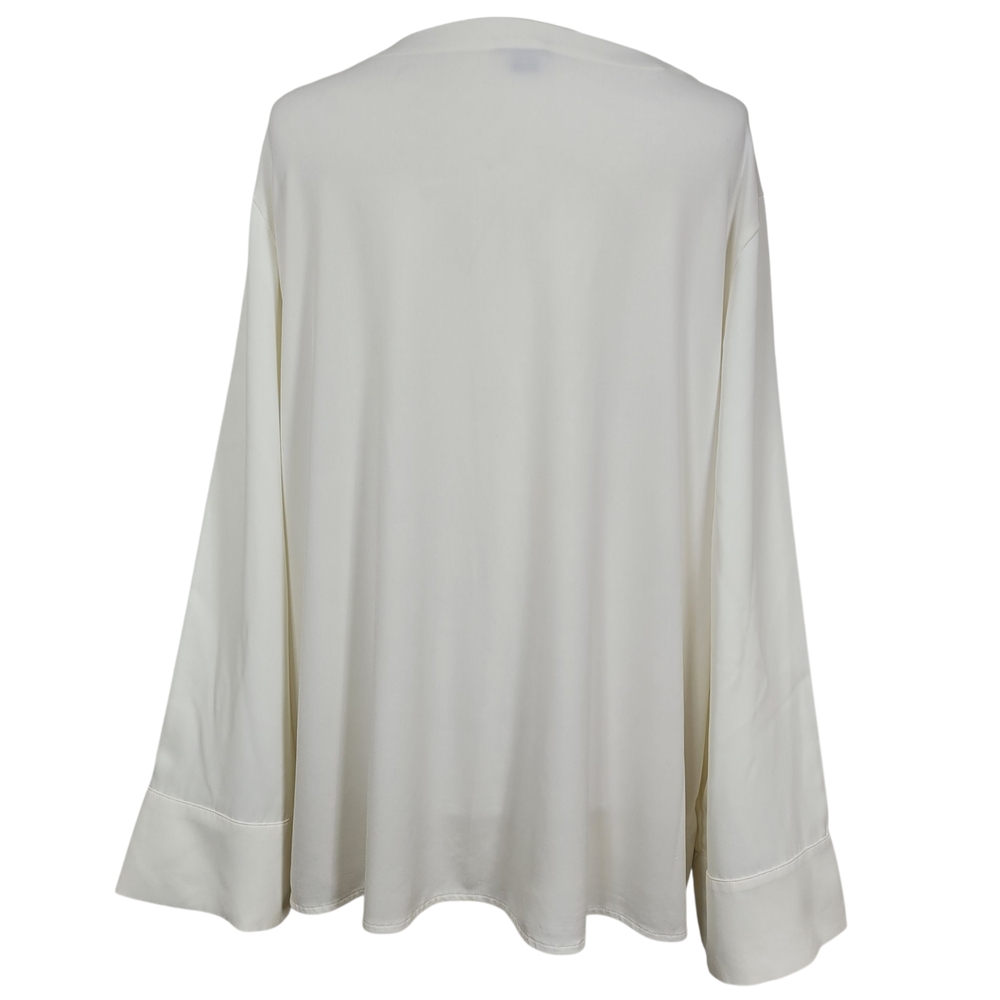 Ann Taylor Women's Cream Kimono Sleeve Chiffon V-Neck Tunic Minimalist Top XL - Picture 3 of 7